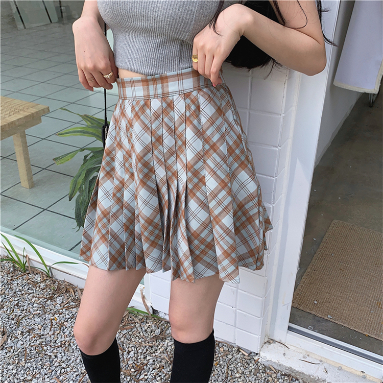 Chân Váy Chữ A Lưng Cao Xếp Ly Họa Tiết Sọc Caro Trẻ Trung | BigBuy360 - bigbuy360.vn