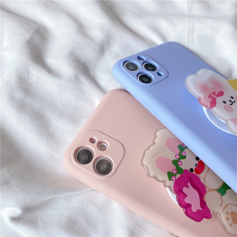 3D cartoon cute bear stand phone case for SAMSUNG S6 S7 edge S8 S9 PLUS S10 S20 S21 ultra S10E soft shell
