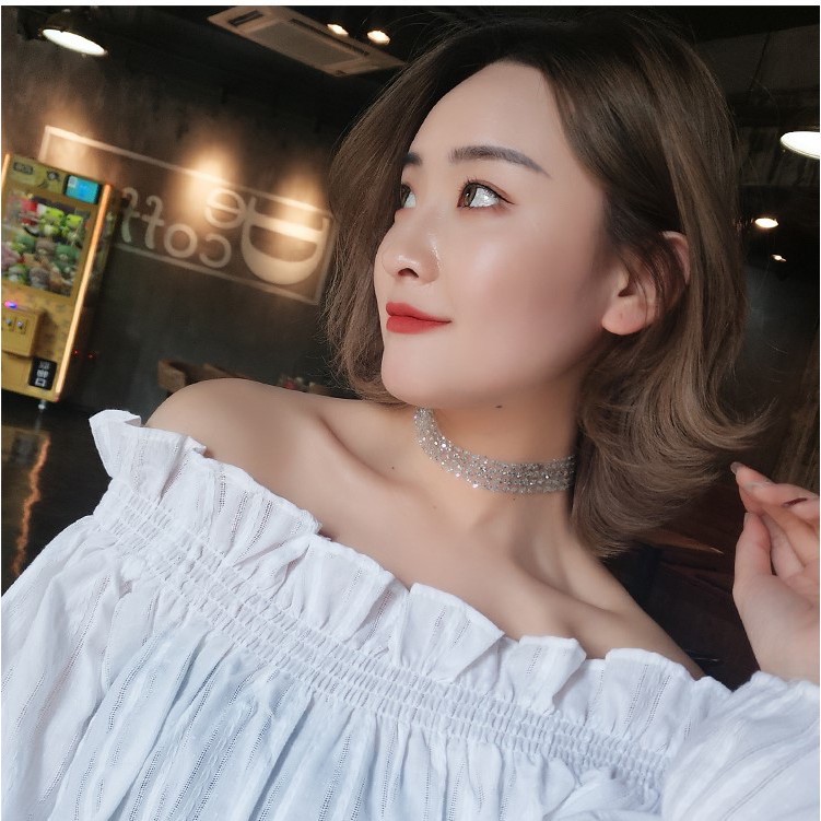 [Sẵn Hàng] Vòng Cổ Choker Đính Kim Sa Lấp Lánh Phong Cách Hàn Quốc Mainia Shop