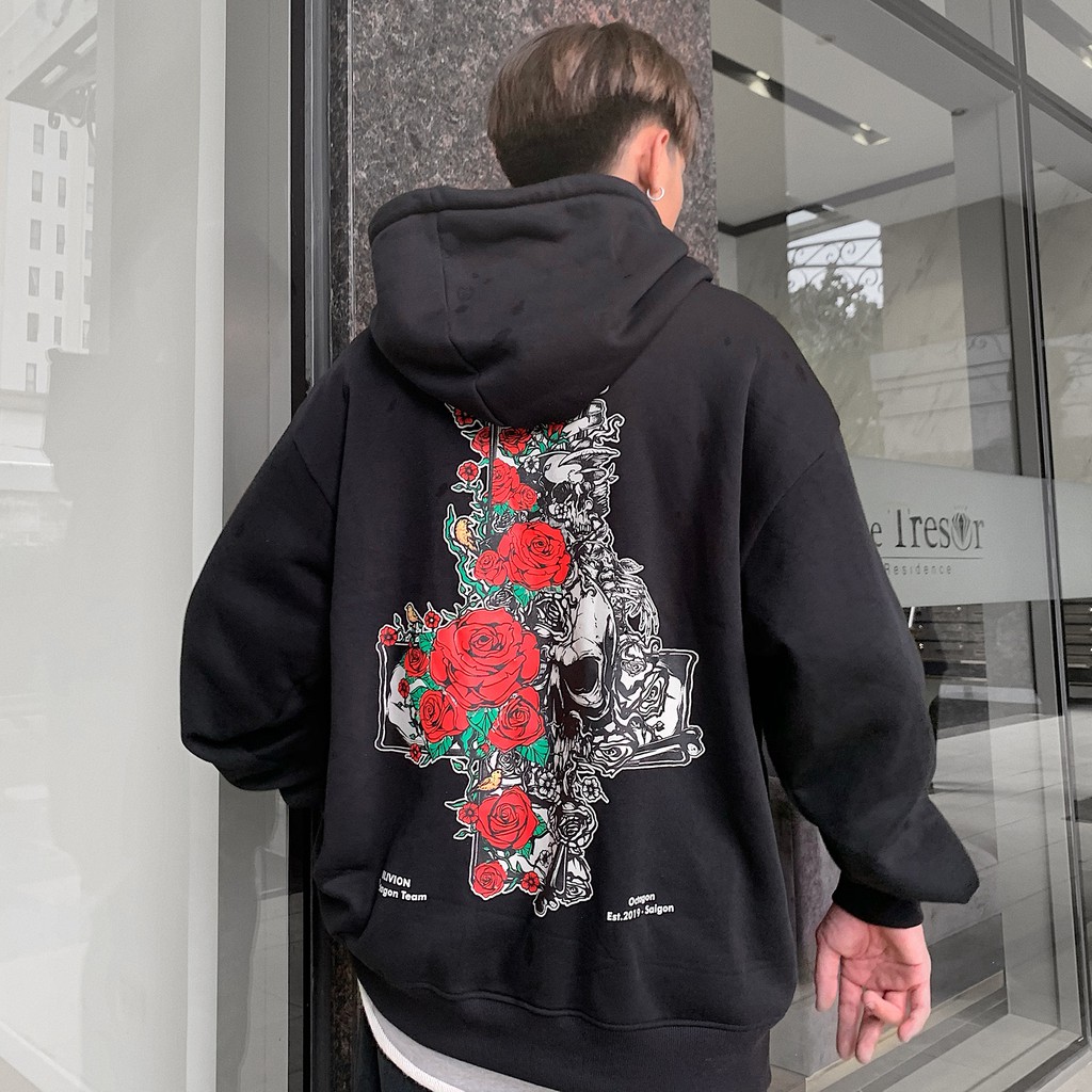 ÁO HOODIE OBLIVION ĐEN  - By Octagon - Vải nỉ bông dày dặn form rộng nam nữ unisex in hình Local Brand