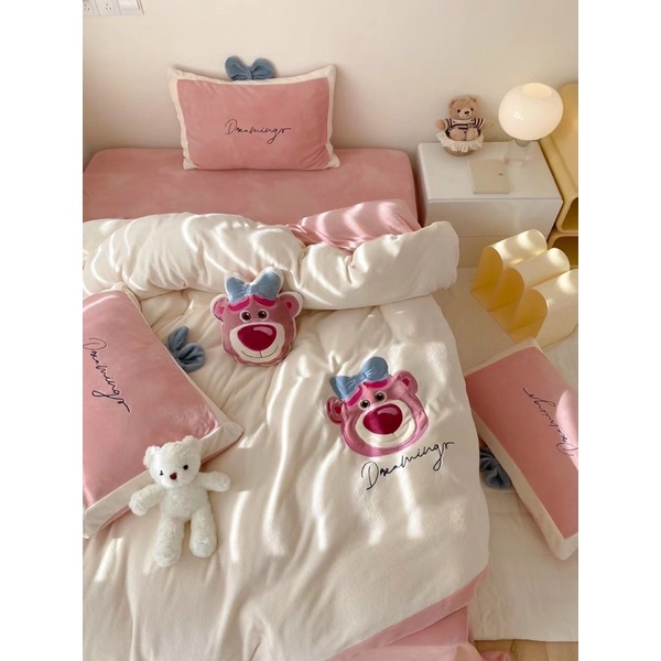Bộ chăn ga nỉ nhung IGUN BEDDING dành cho các bạn fan disney, màu phối hết sức hài hoà