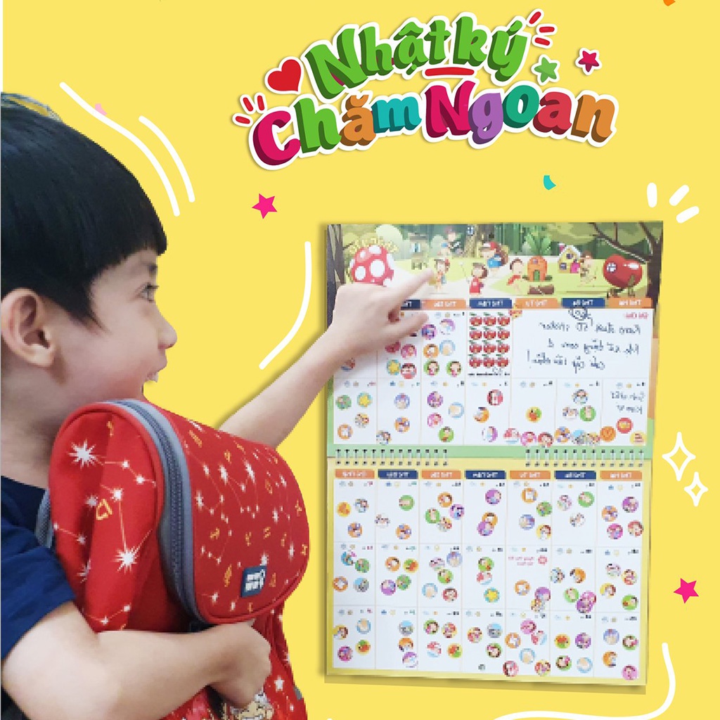 Nhật kí chăm ngoan cho bé ( tặng kèm 640 sticker khen thưởng )