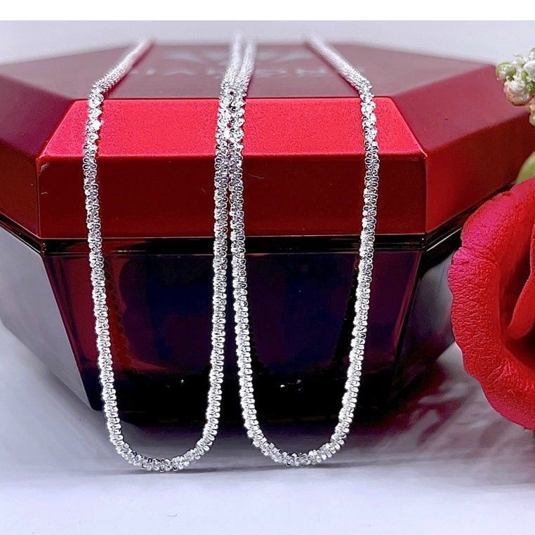 Dây chuyền xù bông nhẹ nhàng bạc thật