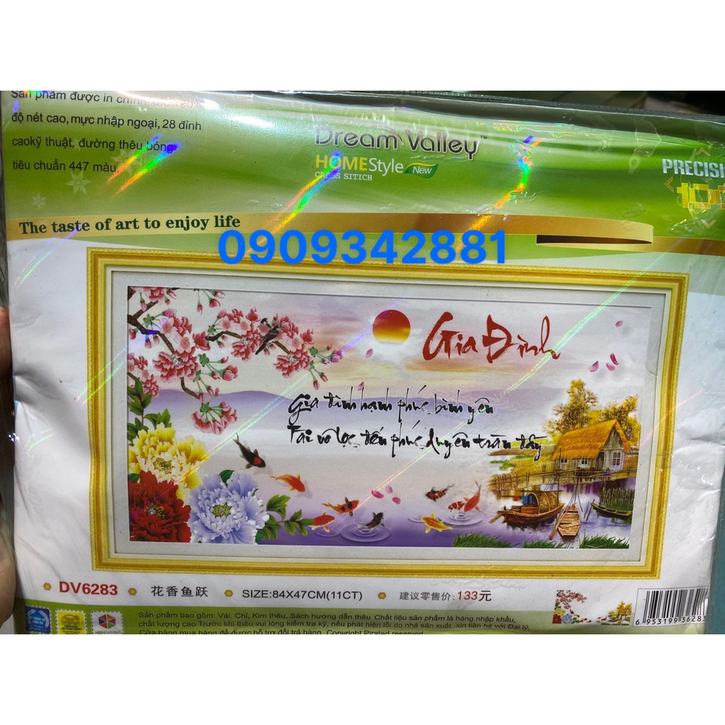 Tranh thêu chữ thập chữ gia đình mẫu mới  Dream valley Dv6283   84X47 (chưa thêu)