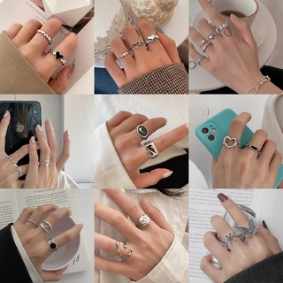 Set Nhẫn Bạc Nữ Kim Loại Nhẫn đôi Phong Cách hàn quốc Phụ kiện Trang sức