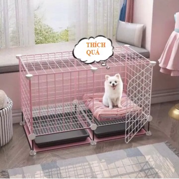 Combo Chuồng Chó Mèo Màu Hồng Siêu Dễ Thương - Tặng Kèm Vòng Cổ - Đa Dạng Kích Thước Mẫu Mã