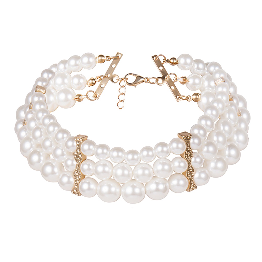 Vòng cổ nhiều lớp đính ngọc trai nhân tạo thời trang