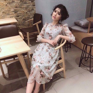 Đầm voan kết hoa nổi hàng cao cấp