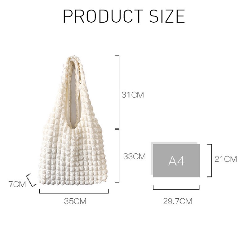 Túi tote đeo vai YADOU xếp ly họa tiết bong bóng đám mây phong cách Hàn Quốc