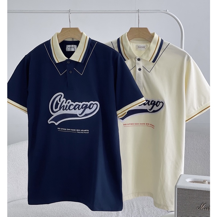 KANG - Áo Polo Chicago phong cách Châu Âu form rộng dành cho nam nữ