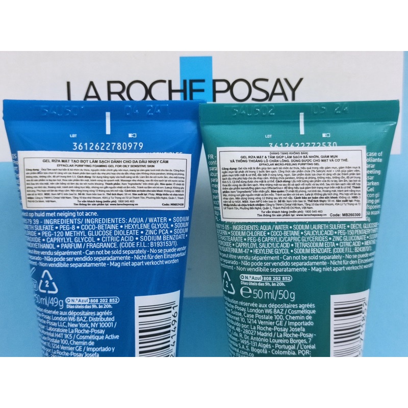 Sữa rửa mặt làm sạch cho da dầu nhạy cảm La Roche Posay Effaclar Gel 50ml