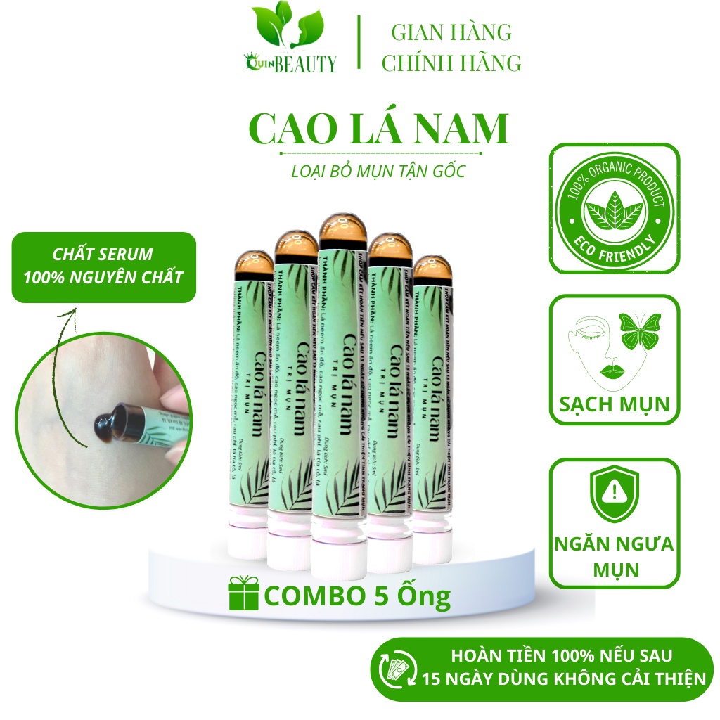 Combo 5 Cao Lá Nam Loại Bỏ Mụn Viêm Mụn Mủ Mụn Bọc Thâm Chính Hãng Dạng Ống 5ml Cao Cấp