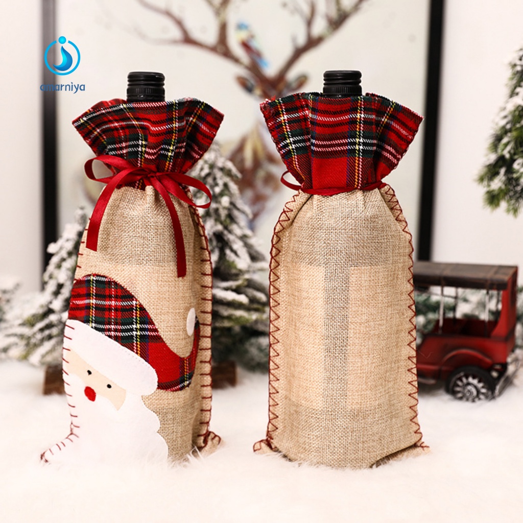 Vỏ Bọc Chai Rượu Rút Dây Trang Trí Giáng Sinh