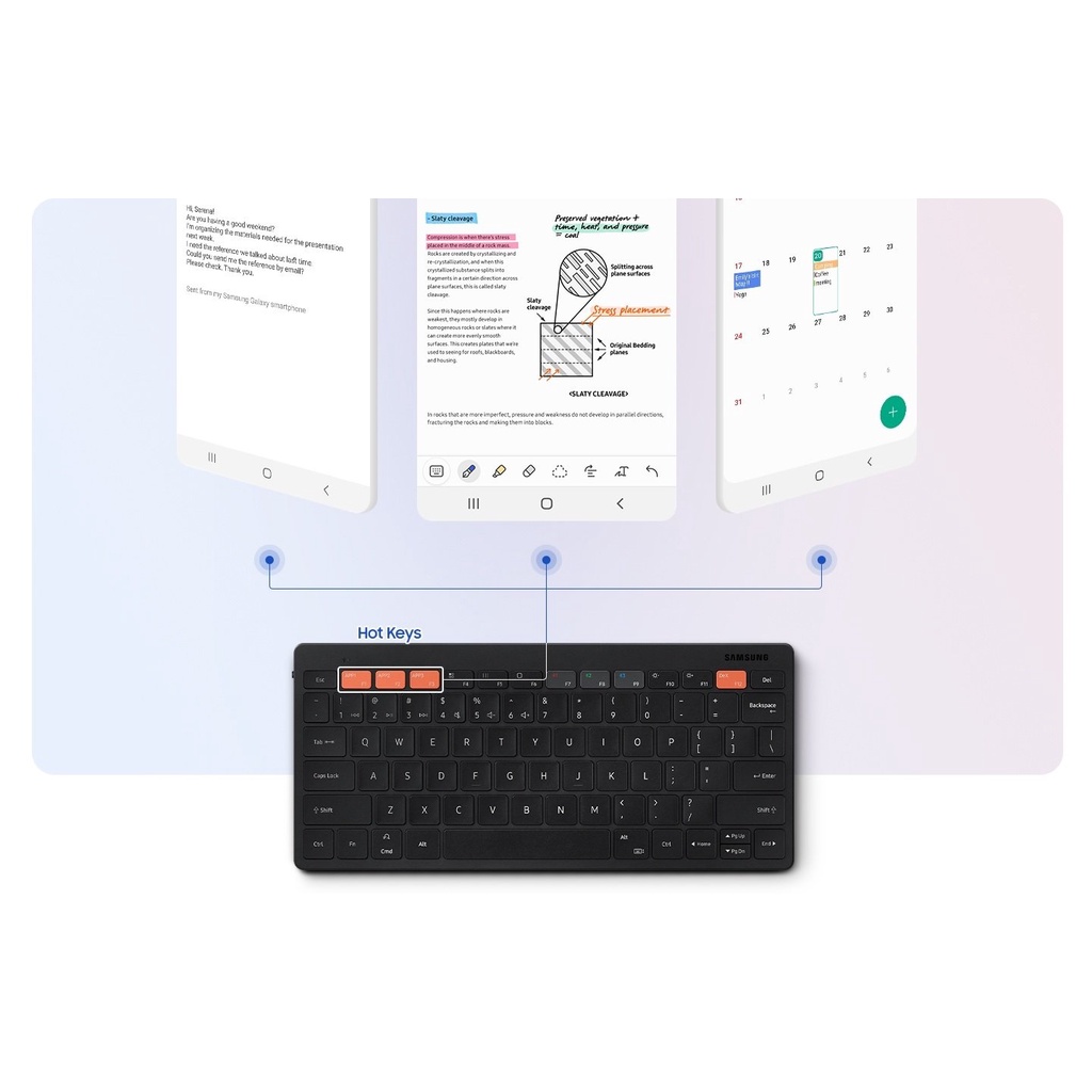 [Mã SKAMEL045M giảm 10% đơn 200K] Bàn phím Bluetooth Bàn phím không dây Samsung Smart Keyboard Trio 500 EJ-B3400U