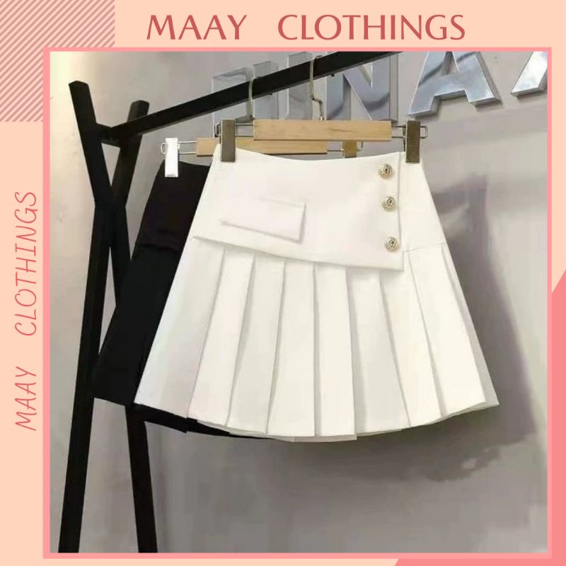 Chân Váy Xếp Ly Tennis Cạp Cao Vạt Chéo 3 Khuy Phong Cách Thời Trang MCV24