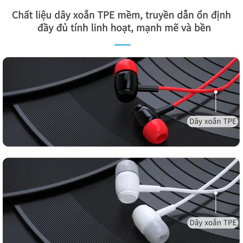 Tai Nghe Nhét Tai Có Dây Cổng 3.5mm Kèm Micro Tiện Dụng 4D Siêu Bass Nút Tai