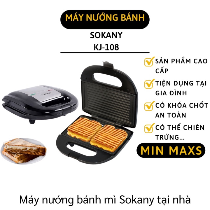 Máy Nướng Bánh - Máy Nướng Ép Bánh Mì Sandwich SOKANY KJ-108 Nhanh, Tiện Lợi 9665 [MINMAXS]