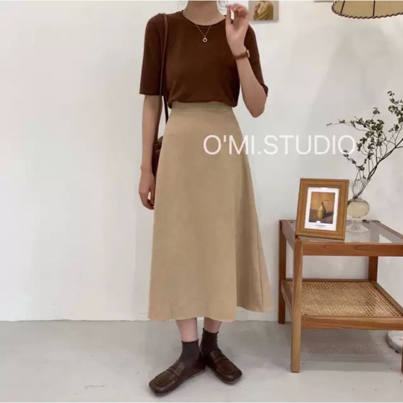 chân váy midi vintage 2lớp trơn basic ảnh thật | BigBuy360 - bigbuy360.vn