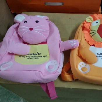 Balo vải cara hình thỏ hồng cho bé