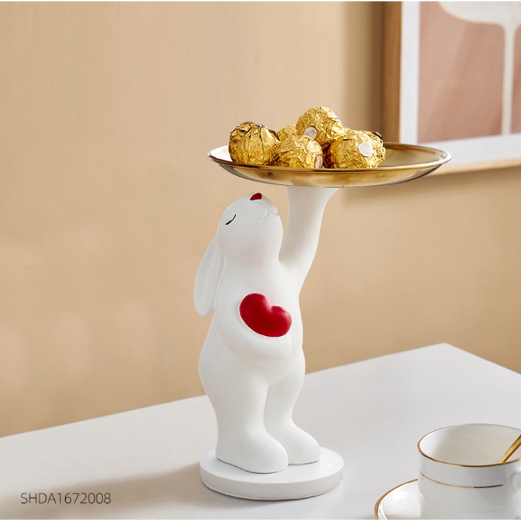 Tượng gấu bê khây đựng mỹ phẩm, tượng decor trang trí hình gấu-thỏ hiện đại đựng vật dụng trưng bày quà quà tặng