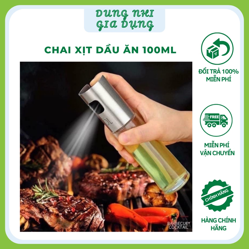 Chai Xịt Dầu Ăn Dạng Phun Sương Dung Tích 100ml  Bình Xịt Dầu Ăn Cho Nồi Chiên Không Dầu Chai Thủy Tinh