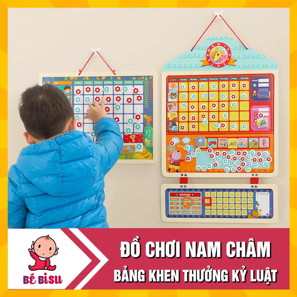 Bảng gỗ khen thưởng, kỷ luật nam châm cho bé- đồ chơi giáo dục