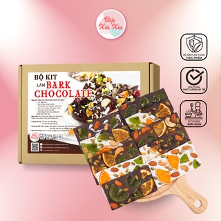 Socola thanh Bếp xíu xiu, Chocolate Bark set nguyên liệu thành phẩm 12 thanh nhiều loại hạt, kèm khuôn