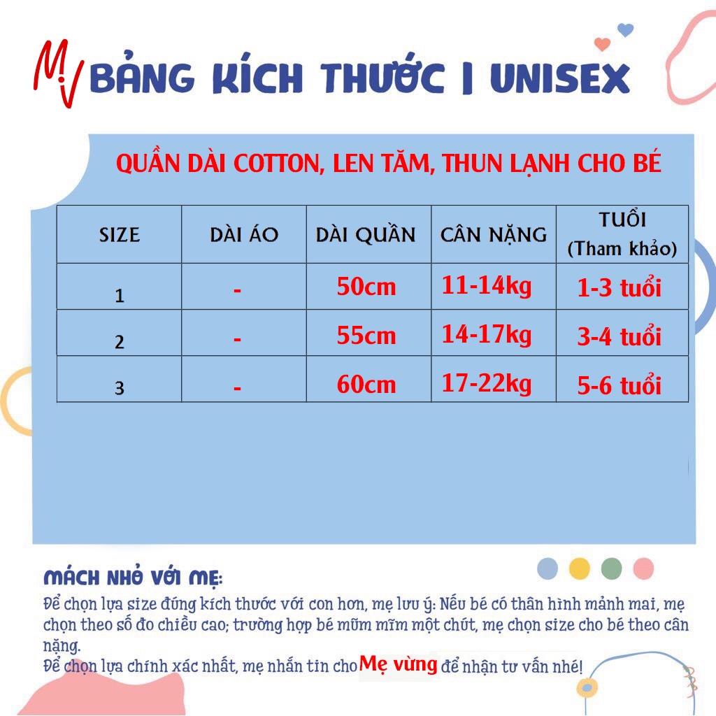 Quần Dài,Quần Chục Chất Thun Lạnh, Chất Gân Tăm,Chất Cotton Bo Gấu Cho Bé Trai Bé Gái