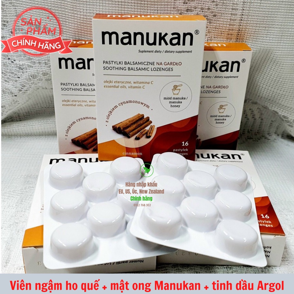 Viên ngậm viêm họng từ quế mật ong hoa Manuka