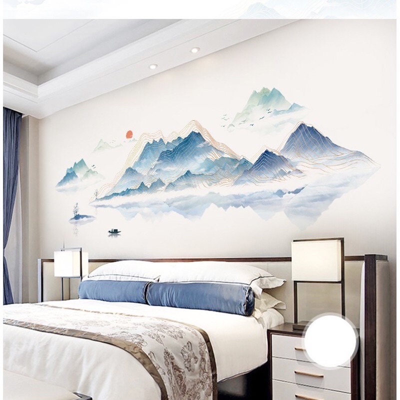 Decal dán tường sông núi phong thuỷ [sỉ=lẻ] Decal dán tường Hàn Quốc
