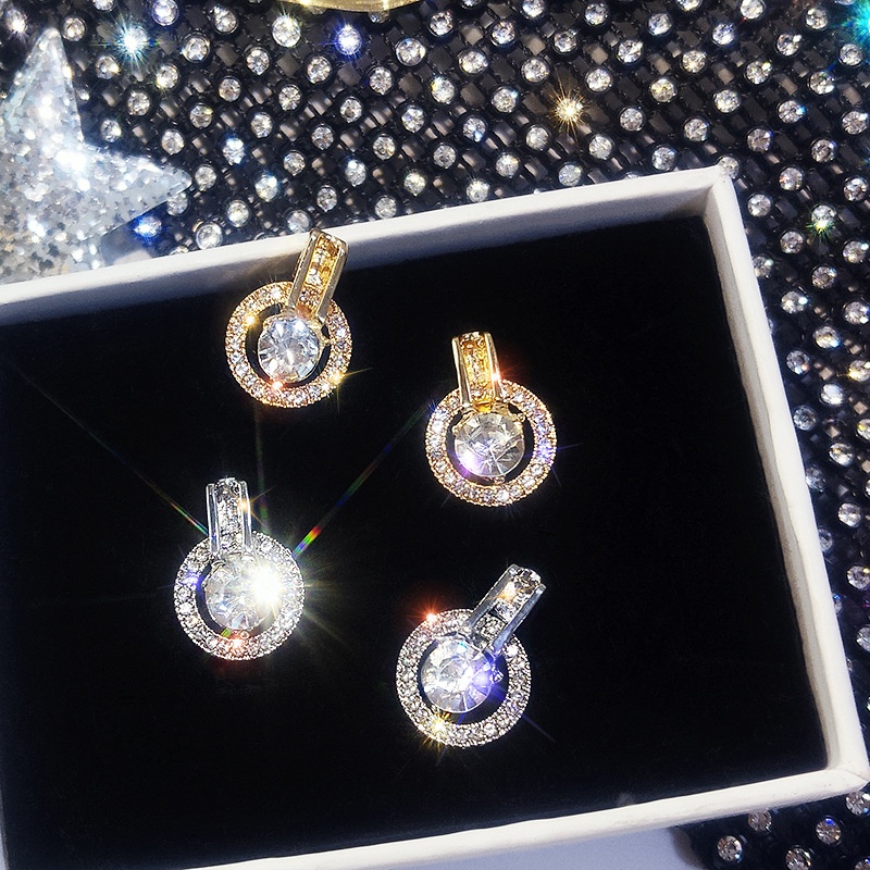 Bông Tai Tròn Đính Kim Cương Nhân Tạo Đơn Giản