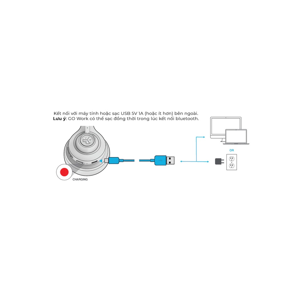 Tai nghe chụp tai có mic không dây Jlab GO WORK Wireless - Hàng chính hãng