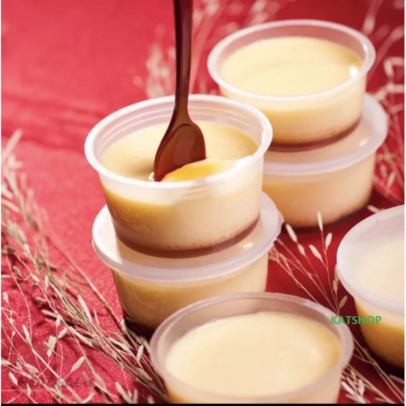 Set_ 50 Hộp làm Bánh FLan, Rau câu, có Năp (Cỏ lớn, Tròn: 125ml, Tim: 90ml)