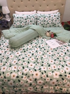 Bộ Drap & Chăn Phao Hoa Mai Xanh
