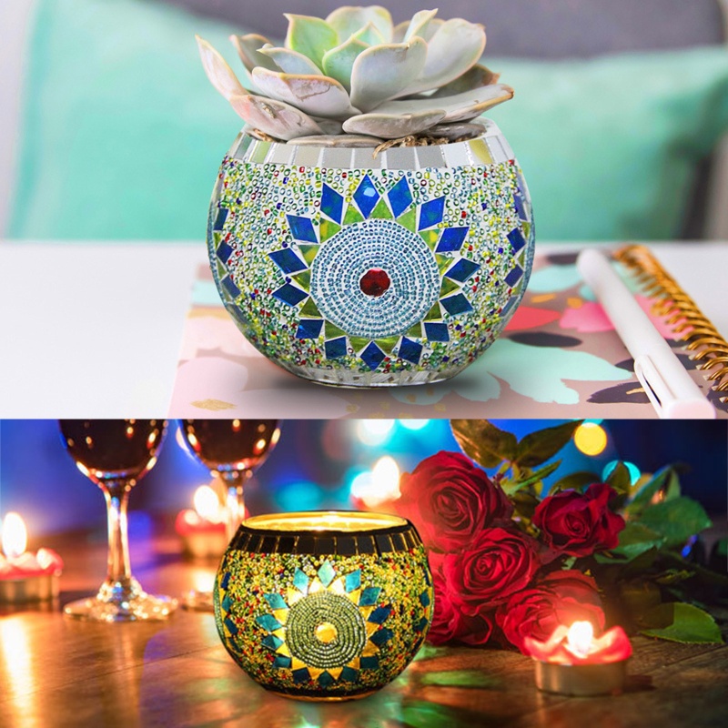 Giá Đỡ Nến Bằng Thủy Tinh Hình Hoa Hướng Dương Nhiều Màu Phong Cách Châu Âu Cổ Điển