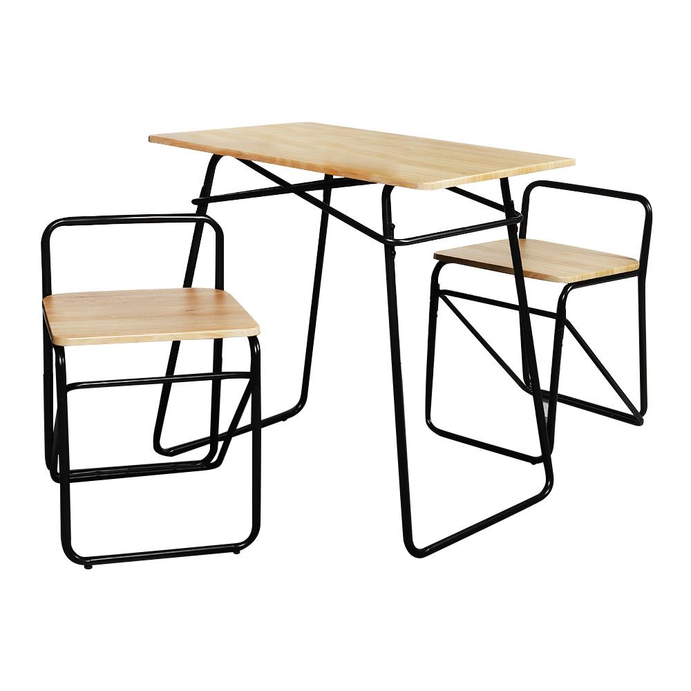 HomeBase FURDINI Bộ bàn 2 ghế bằng MDF phủ PVC khung thép SMORE W80xH75xD50cm màu nâu