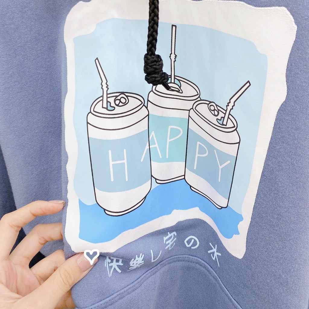 Áo Hoodie Dáng Rộng Happy Ulzzang Unisex