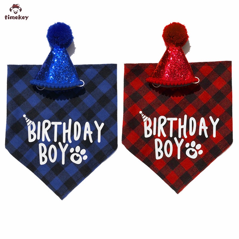 Khăn cotton/ Mũ dễ thương/ Set trang trí sinh nhật kỷ niệm có thể giặt được cho thú cưng cún và mèo