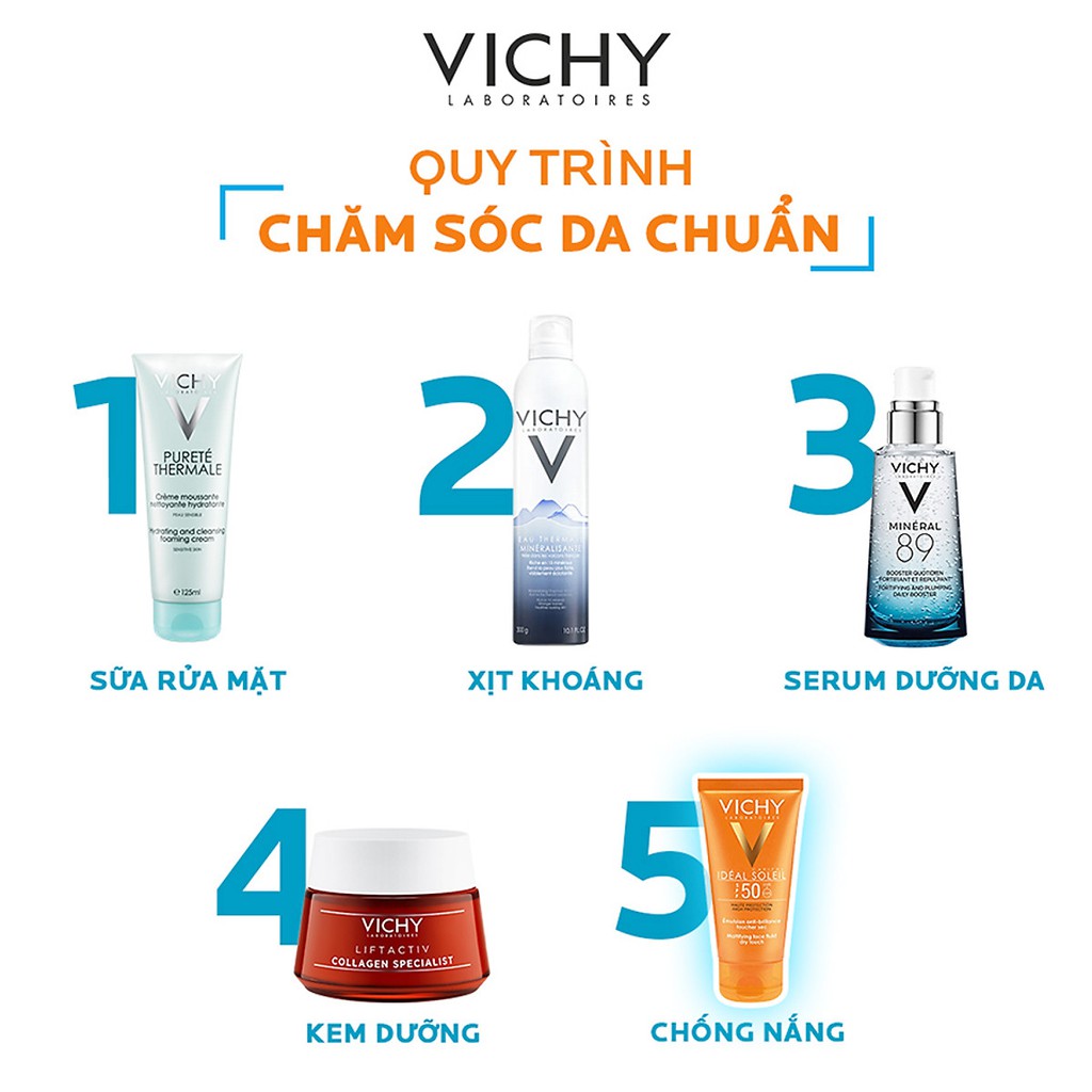 Kem chống nắng không gây nhờn Rít Vichy Ideal Soleil Mattifying Face Fluid Dry Touch