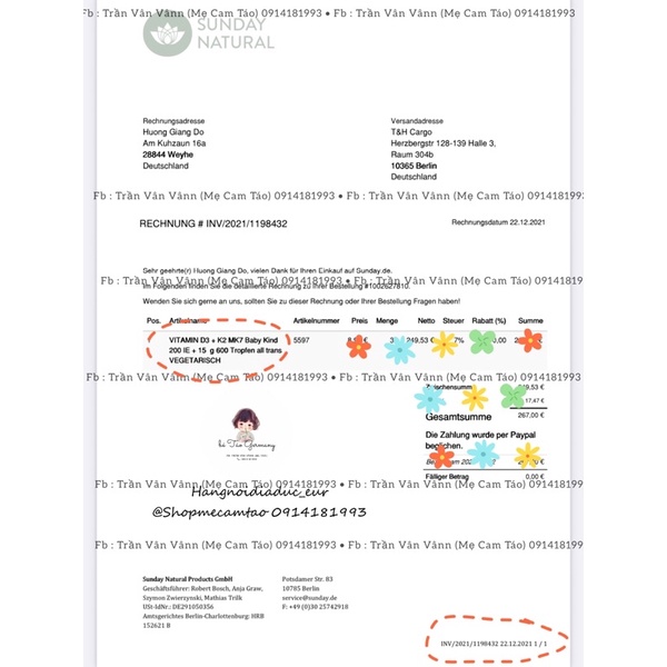 Vitamin D3 K2 MK7 Sunday Natural chuẩn Đức 20ml