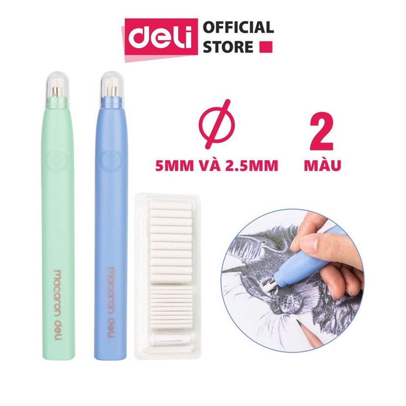 Lõi ruột tẩy điện Deli - 5x25mm / 2.5x25mm - hộp 50 / 40 viên - 71074 / 71112 - tẩy điện EH02701/EH02800-vpp Diệp Lạc