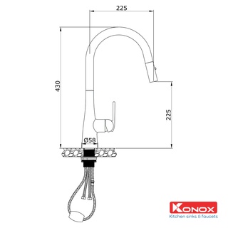Vòi rửa bát rút dây KONOX Curva Grey