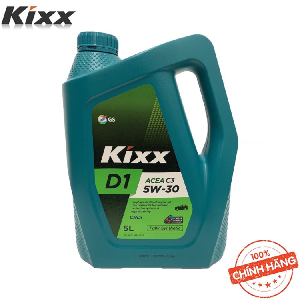 Dầu nhớt động cơ Diesel (xe chạy máy dầu ) gốc tổng hợp đặc biệt có tiêu chuẩn ACEA C3 Kixx D1 C3 5W30 5L.