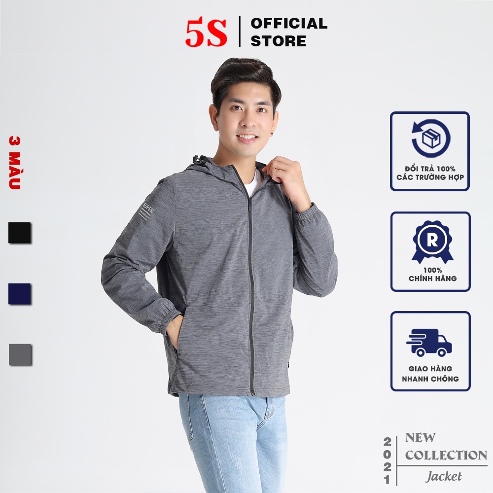 Áo Khoác Nam Chất Gió 5S (3 màu), Có 2 Lớp, Có Mũ, Dáng Trẻ Trung, Chống Thấm Nước, Chống Gió (AKG20009)
