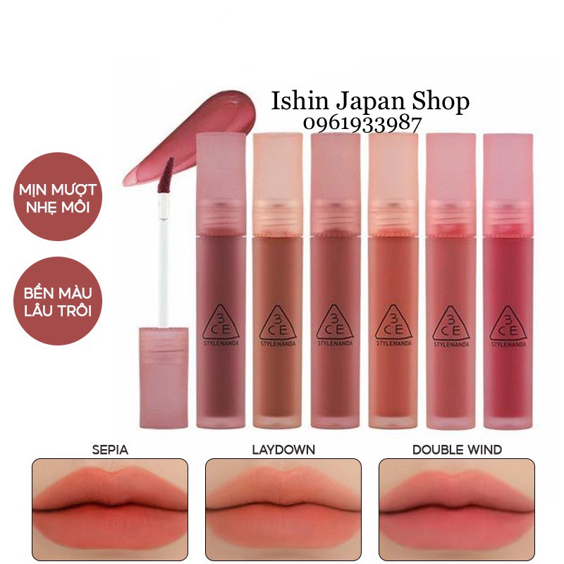 Son Kem 3CE Không Lem Khi Đeo Khẩu Trang Blur Water Tint 4.6g