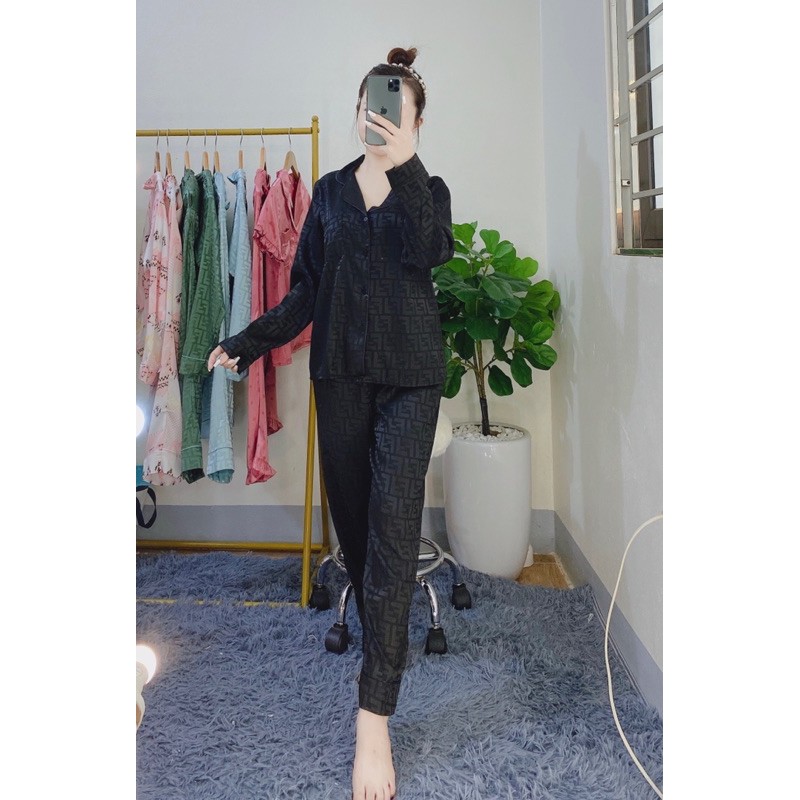 Big Size - Bộ Lụa Gấm Dài Tay Size XL