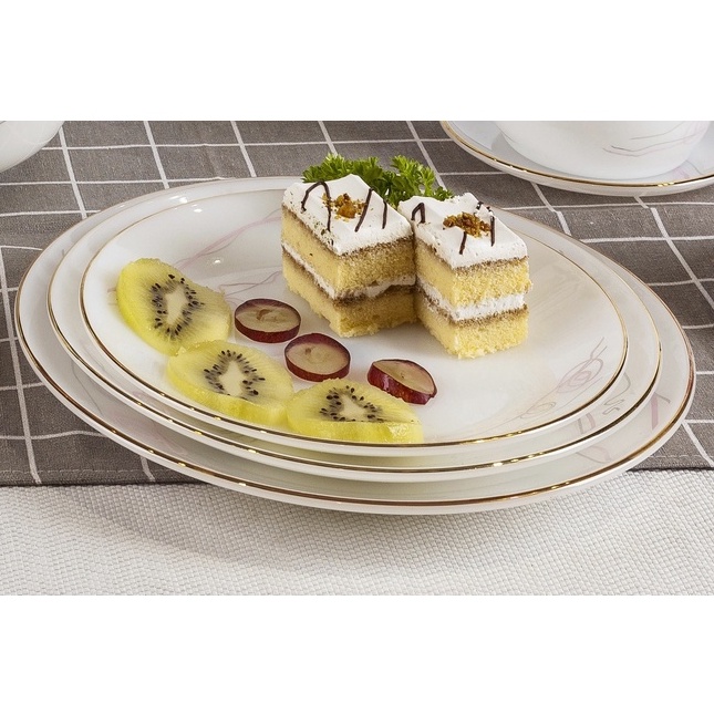 Đĩa tròn sâu viền vàng 22K các mẫu hoa văn và kích thước Thủy Tinh Ngọc USA Homeset cao cấp nhập khẩu chính hãng