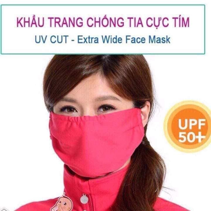 Khẩu trang chống nắng 2 lớp vải thun lạnh UV Nhật Bản - khau trang Nhat Ban 2 lop