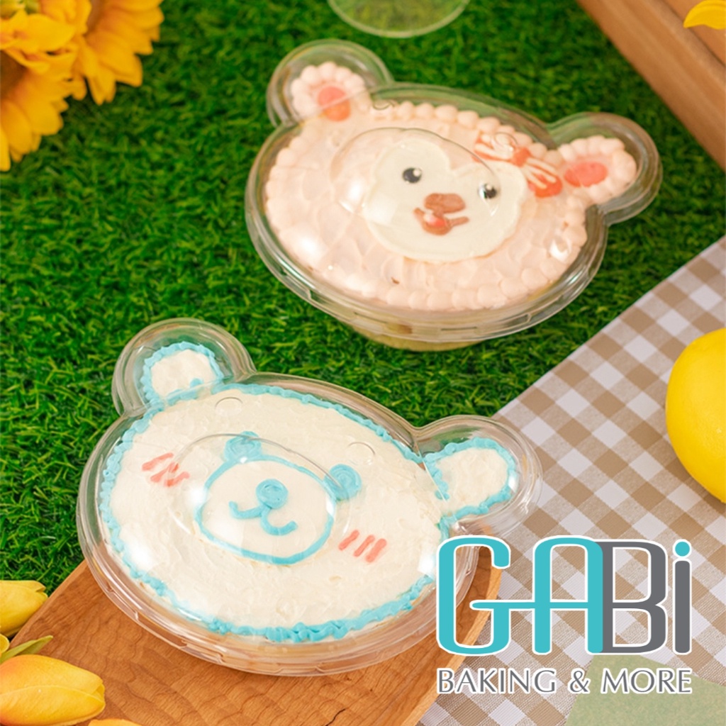 Set 5 pộp PET nắp trong đựng bánh hình gấu