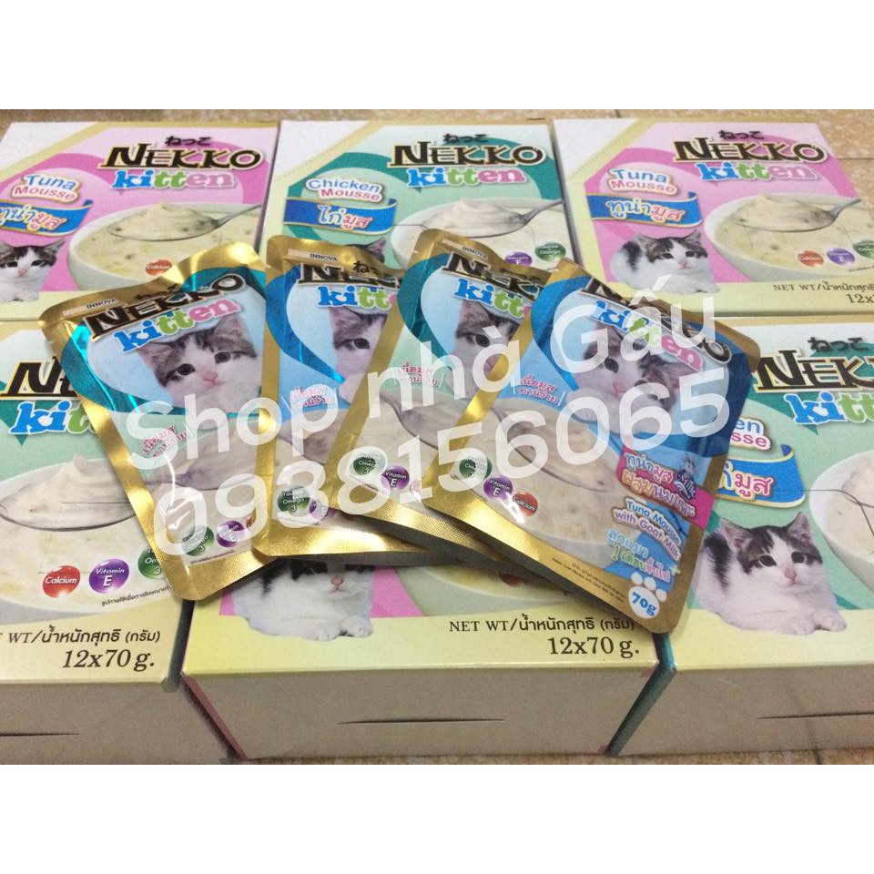1 thùng 48 gói pate Nekko nhập khẩu Thái Lan cho mèo 70gr